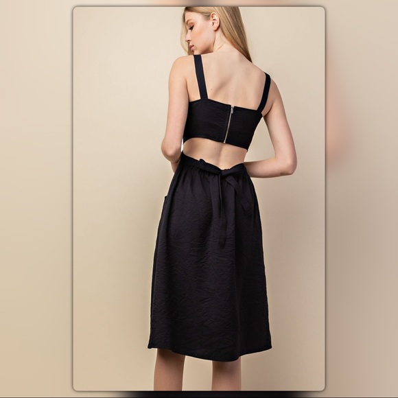 Navy Blue Cut Out Back Dress - Picture 4 of 7